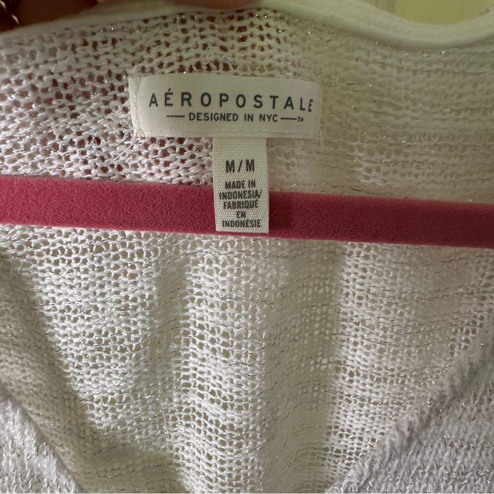 Aeropostale White Knit Women's Top With Silver Thread - Picture 2 of 8